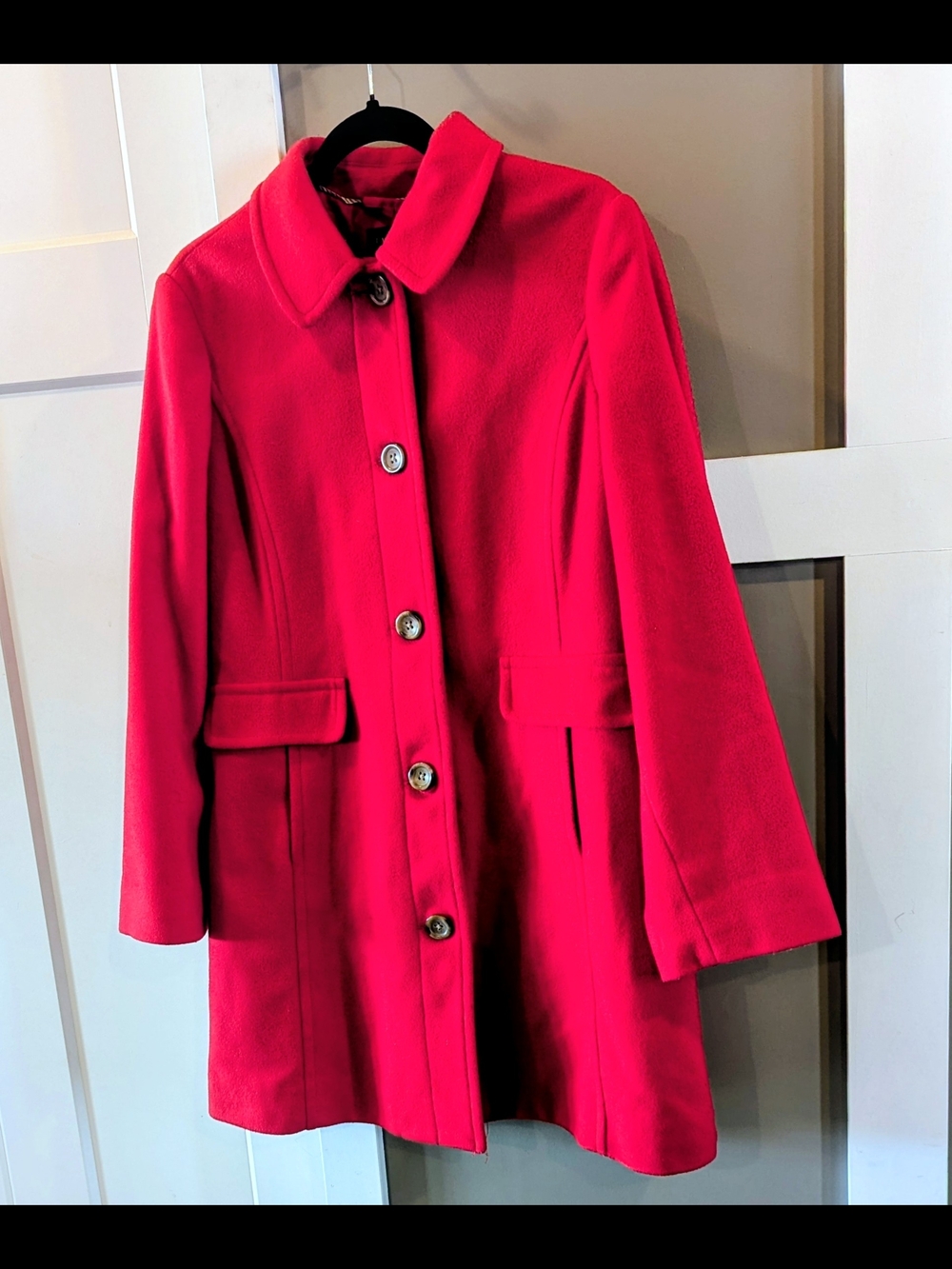 Lands' End Vibrant Red Wool Pea Coat
